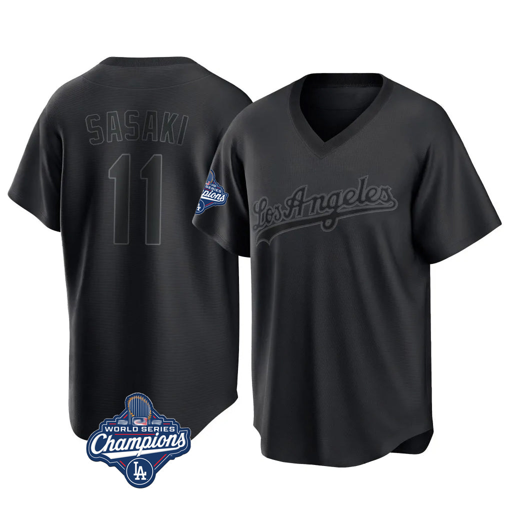 My Store LA.Dodgers #11 Roki Sasaki Player Black World Series Meet Pitch Fashion T-shirt Stitched Jerseys