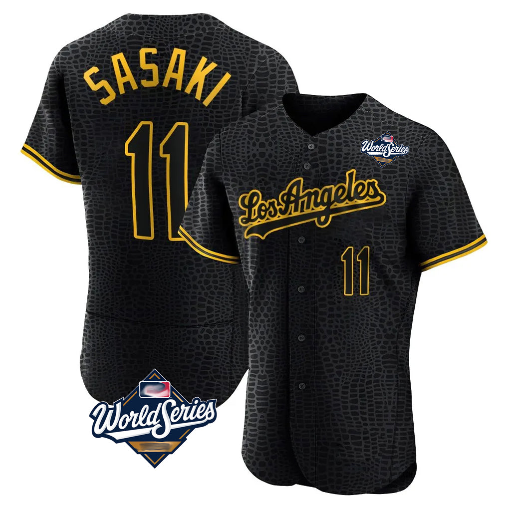 My Store LA.Dodgers #11 Roki Sasaki Player Black World Series Snake Skin City Limited Elite Home Stitched Jerseys