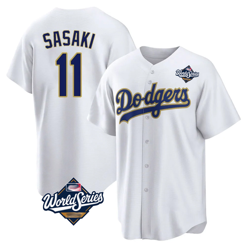 My Store LA.Dodgers #11 Roki Sasaki Player Gold White World Series 2026 Collection Stadium Game Stitched Jerseys