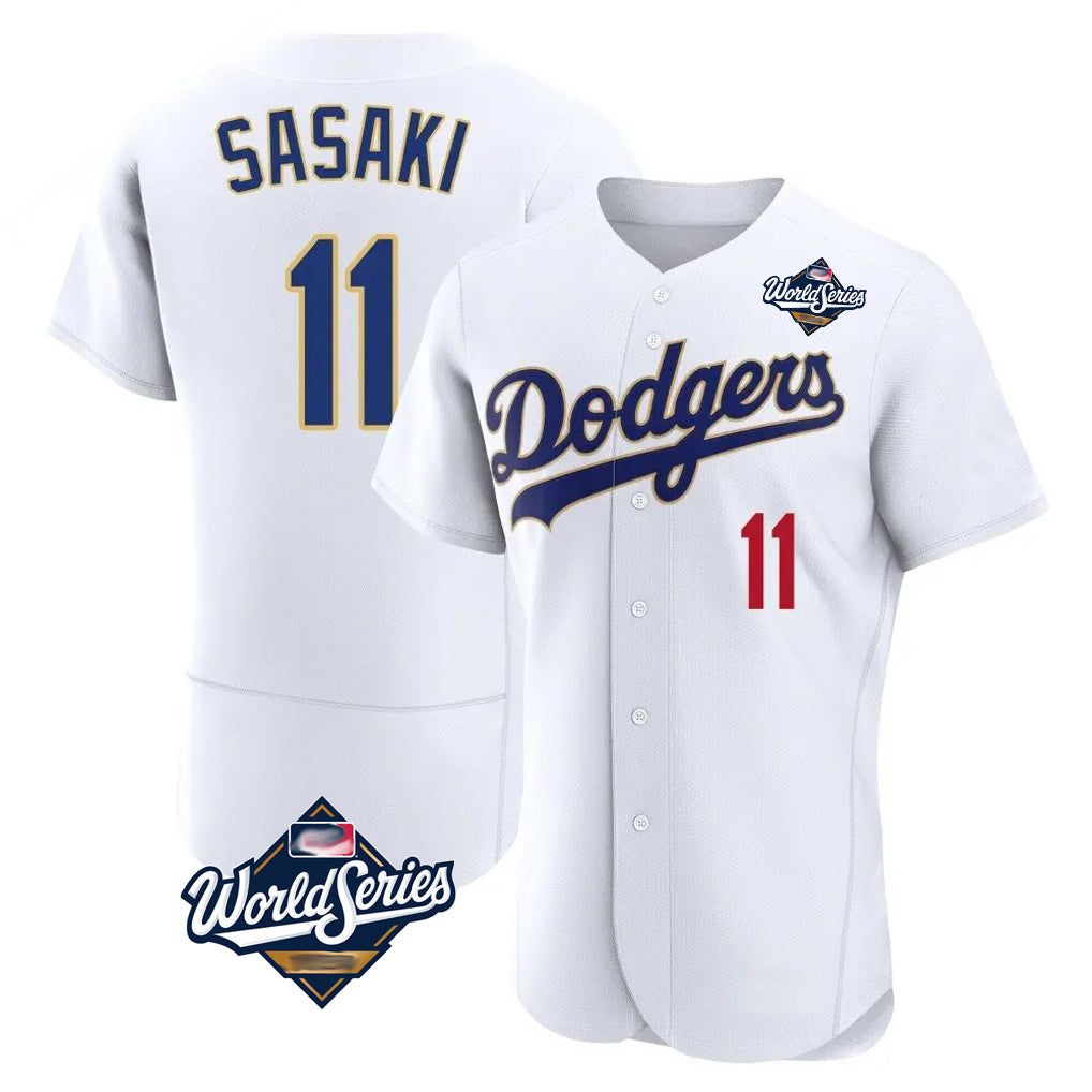 My Store LA.Dodgers #11 Roki Sasaki Player Gold White World Series 2026 Collection Stadium Limited Elite Stitched Jerseys