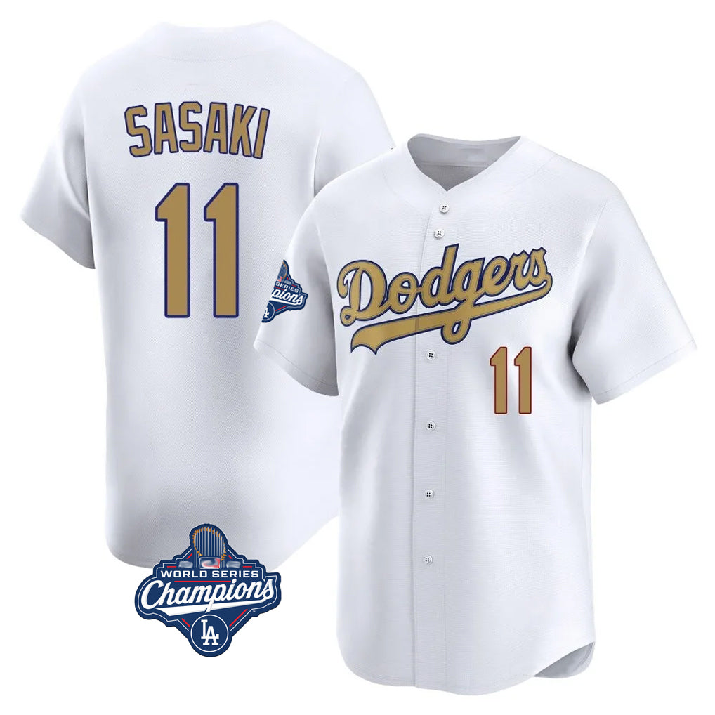 My Store LA.Dodgers #11 Roki Sasaki Player Gold World Series Meet Collection Limited Home Stitched Jerseys