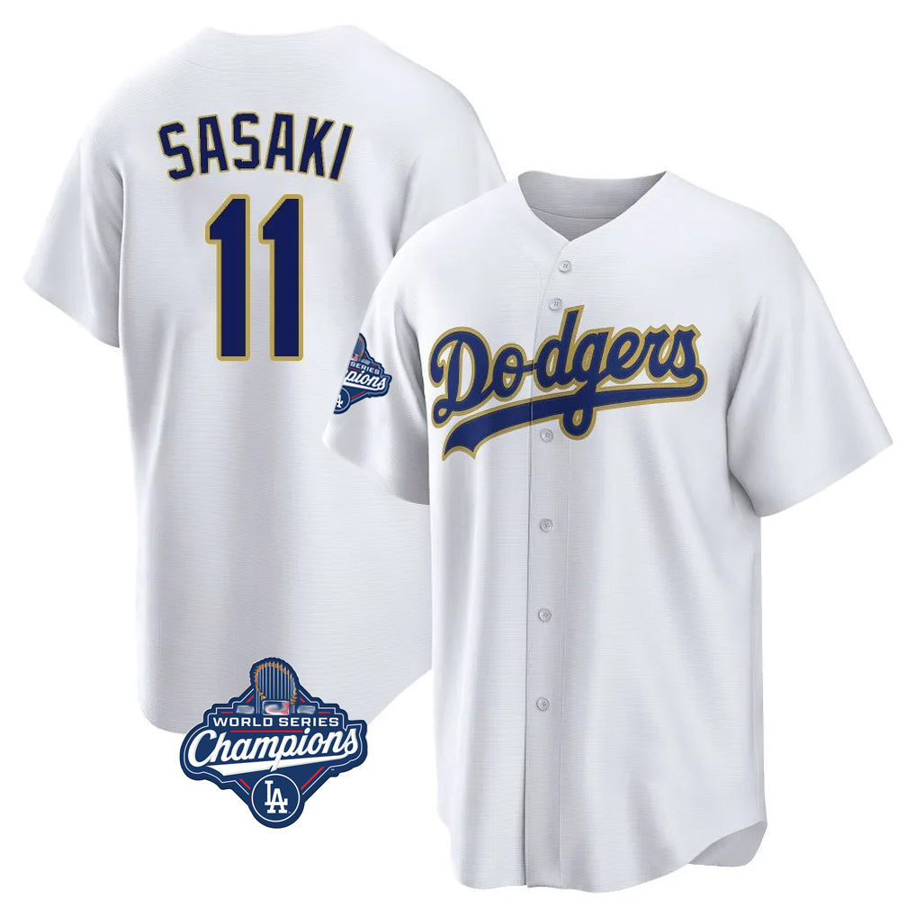 My Store LA.Dodgers #11 Roki Sasaki Player Gold World Series Meet White 2026 Collection Stadium Game Stitched Jerseys