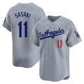 My Store LA.Dodgers #11 Roki Sasaki Player Gray Limited Home Stitched Jerseys