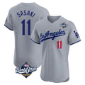 My Store LA.Dodgers #11 Roki Sasaki Player Gray World Series Limited Elite Home Stitched Jerseys