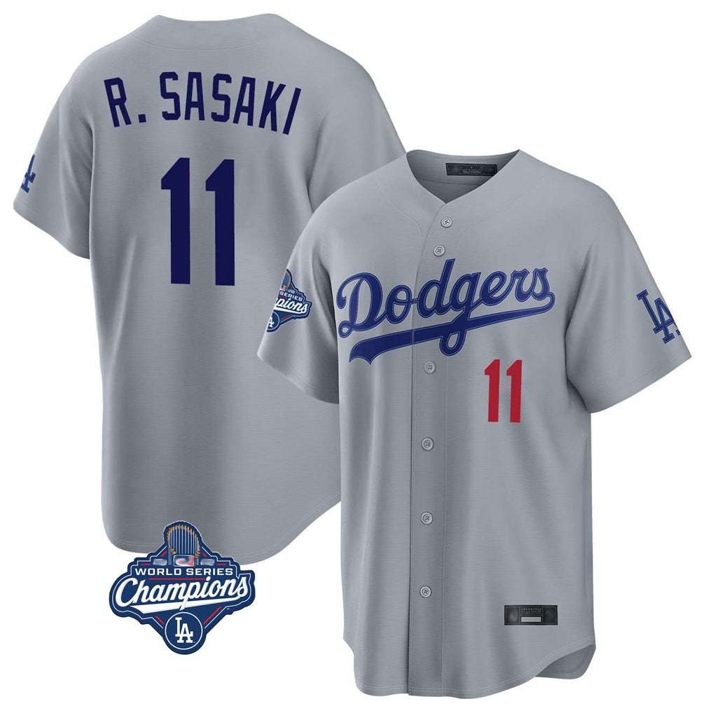 My Store LA.Dodgers #11 Roki Sasaki Player Gray World Series Meet Game Home Stitched Jerseys