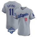My Store LA.Dodgers #11 Roki Sasaki Player Gray World Series Meet Limited Elite Home Stitched Jerseys