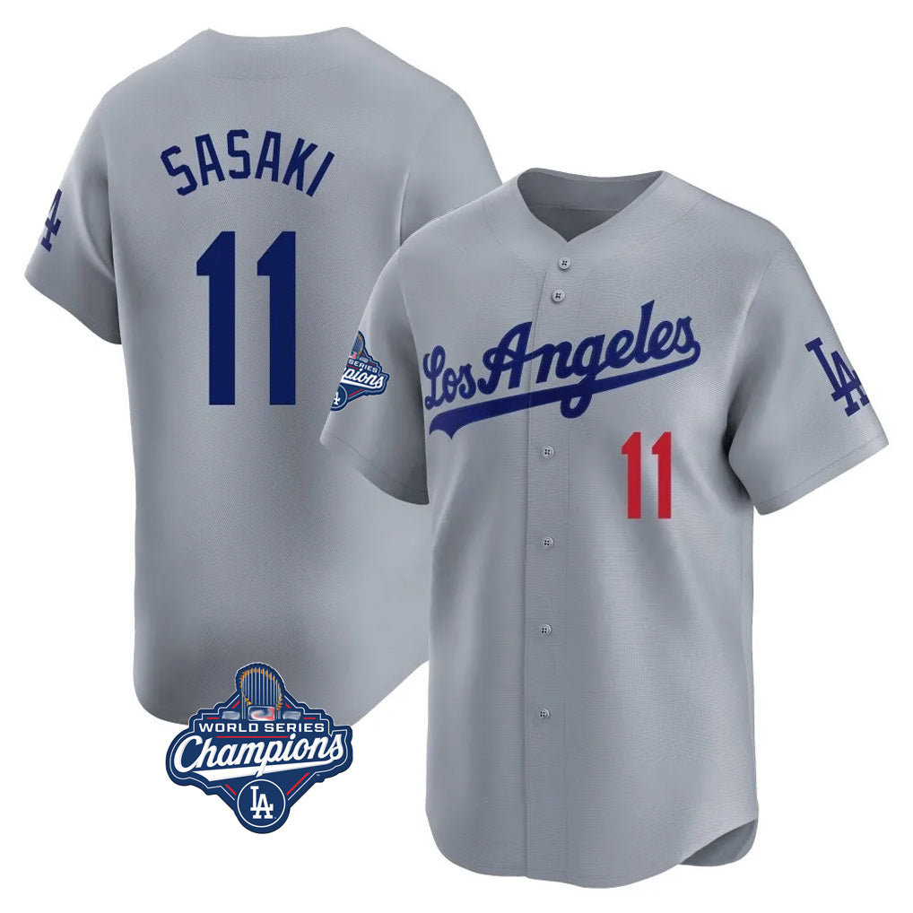 My Store LA.Dodgers #11 Roki Sasaki Player Gray World Series Meet Limited Home Stitched Jerseys