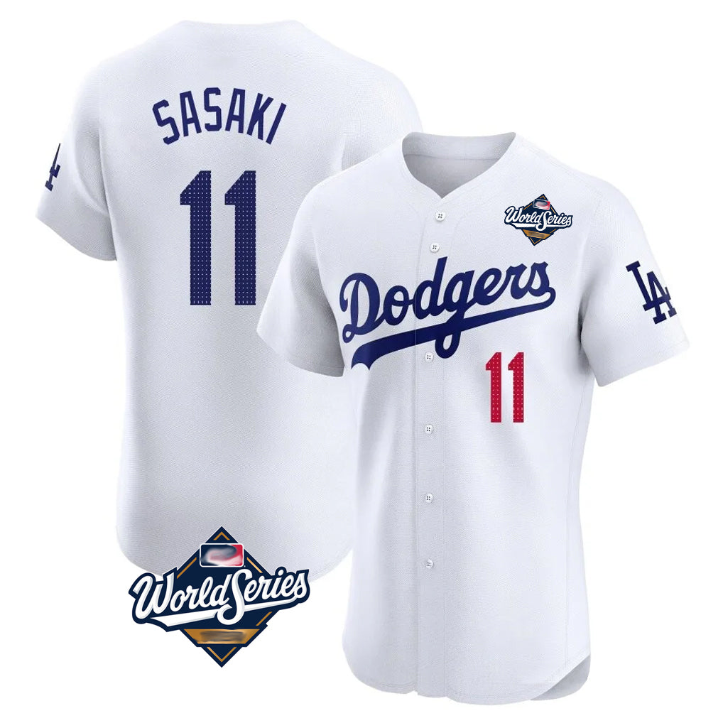 My Store LA.Dodgers #11 Roki Sasaki Player White World Series Limited Elite Home Stitched Jerseys