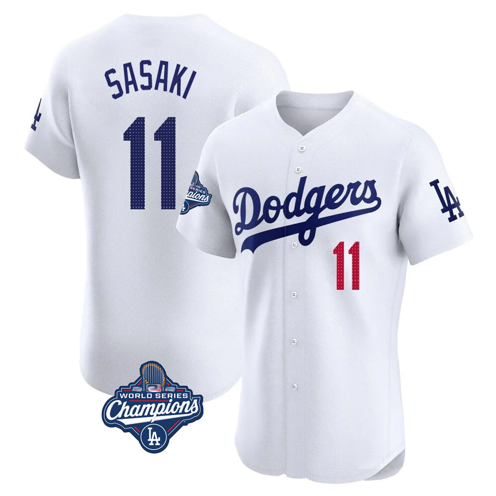 My Store LA.Dodgers #11 Roki Sasaki Player White World Series Meet Limited Elite Home Stitched Jerseys