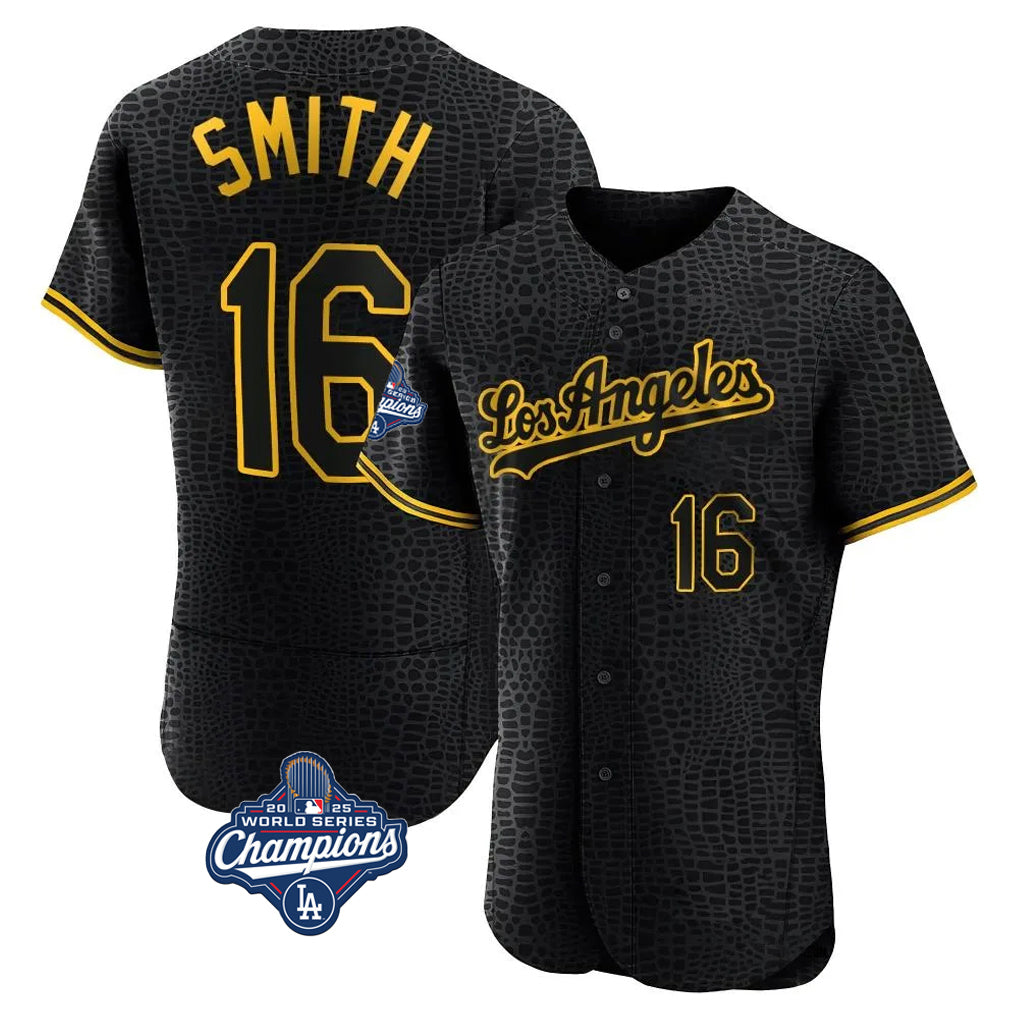 My Store LA.Dodgers #16 Will Smith Player Black World Series Meet Snake Skin City Limited Elite Home Stitched Jerseys