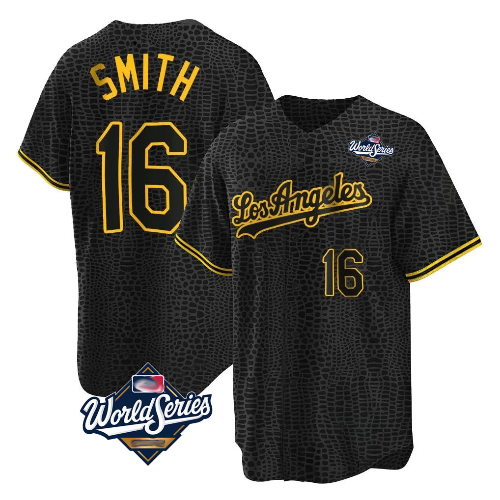 My Store LA.Dodgers #16 Will Smith Player Black World Series Snake Skin City Game Home Stitched Jerseys