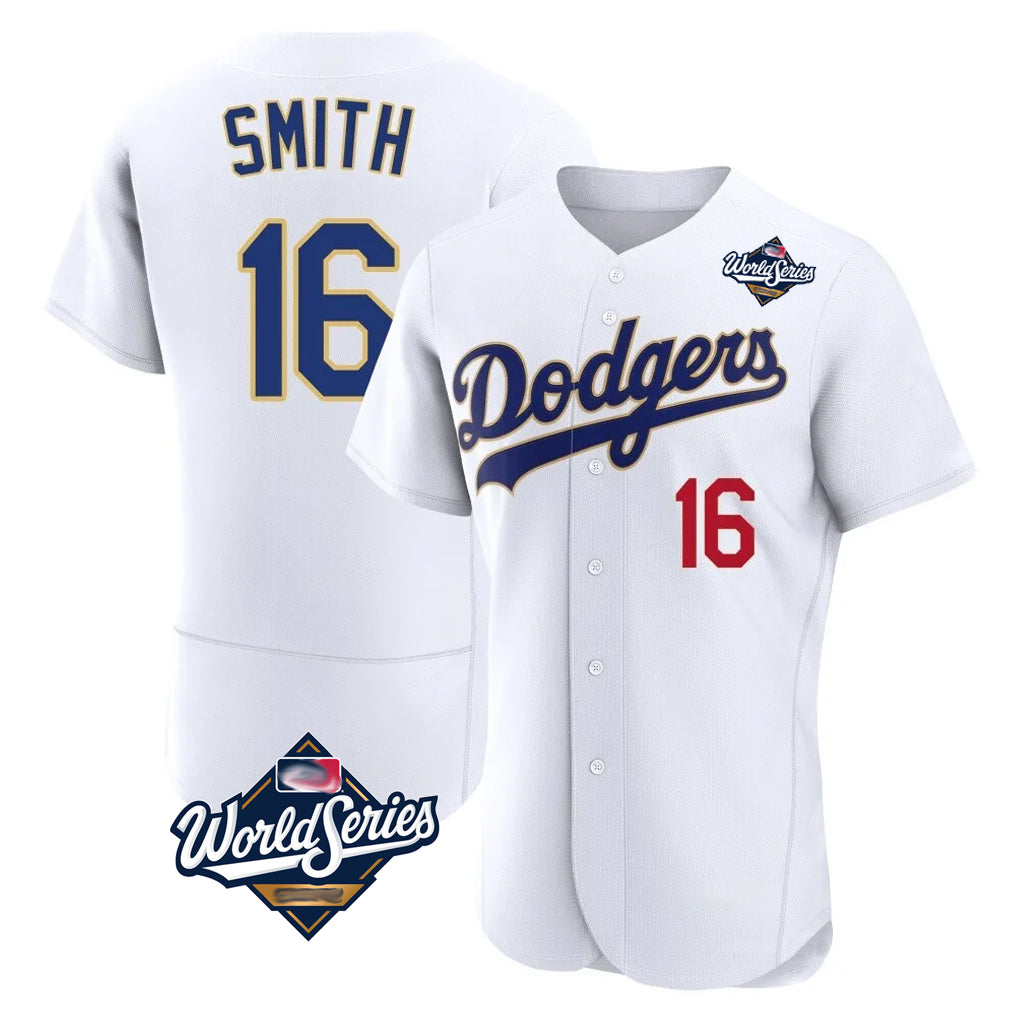 My Store LA.Dodgers #16 Will Smith Player Gold White World Series 2026 Collection Stadium Limited Elite Stitched Jerseys