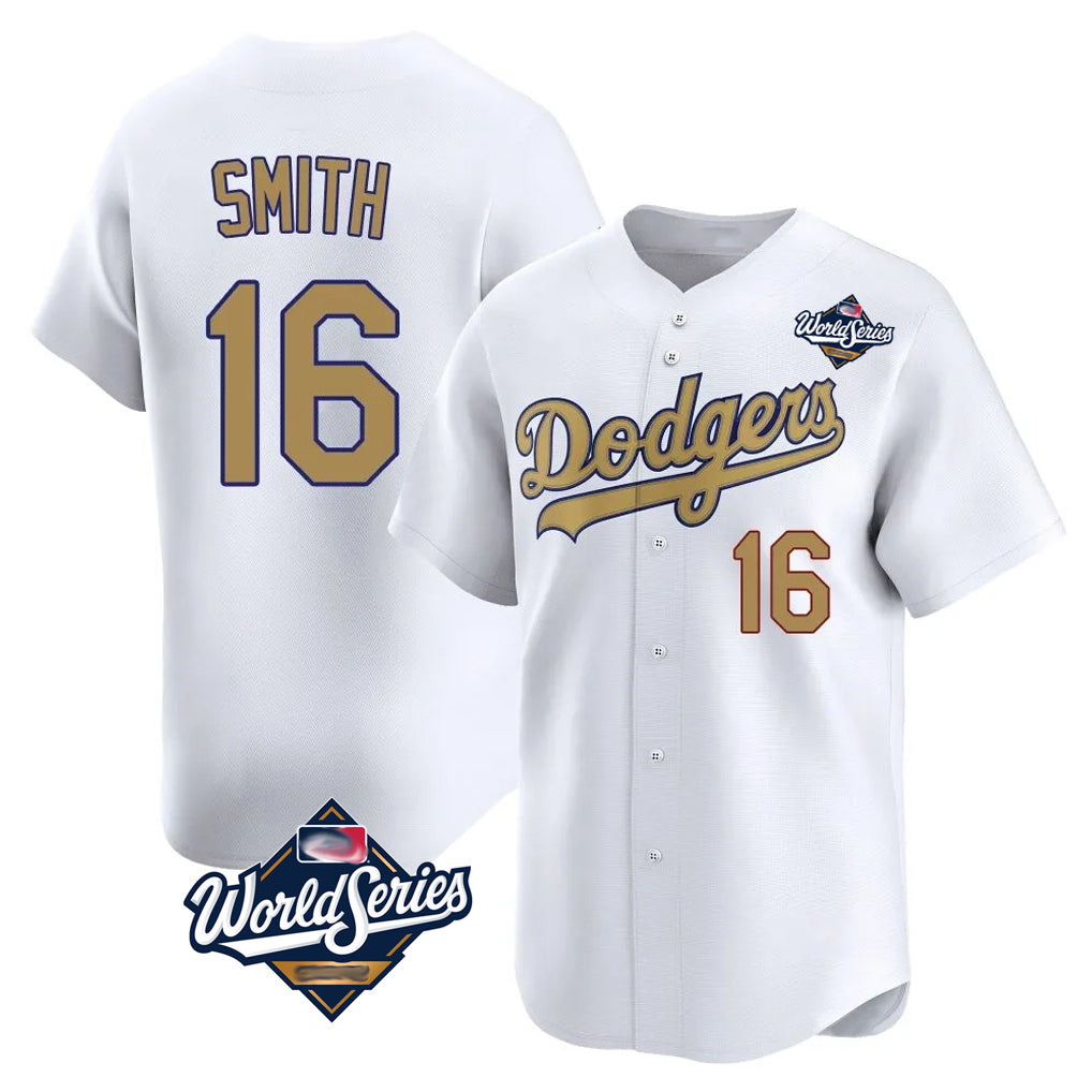 My Store LA.Dodgers #16 Will Smith Player Gold World Series Collection Limited Home Stitched Jerseys