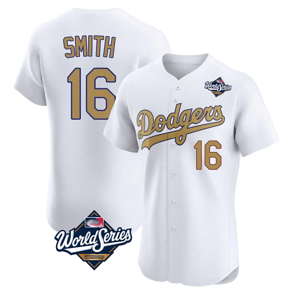 My Store LA.Dodgers #16 Will Smith Player Gold World Series Limited Elite Home Stitched Jerseys