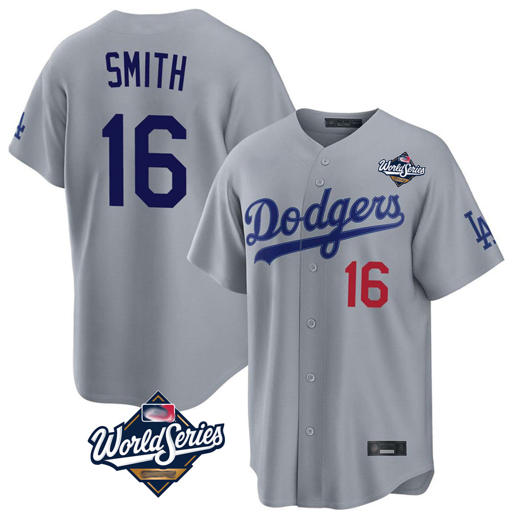 My Store LA.Dodgers #16 Will Smith Player Gray World Series Game Home Stitched Jerseys