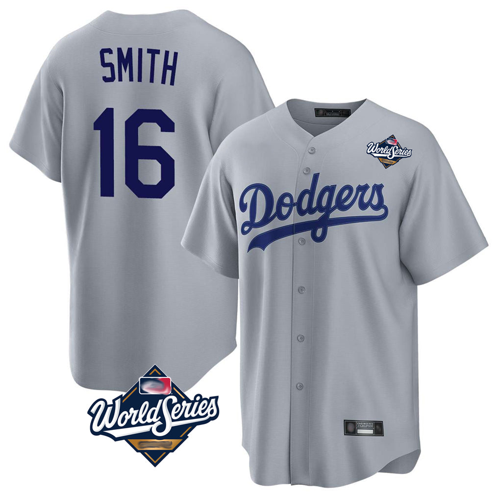 My Store LA.Dodgers #16 Will Smith Player Gray World Series Game Stitched Jerseys