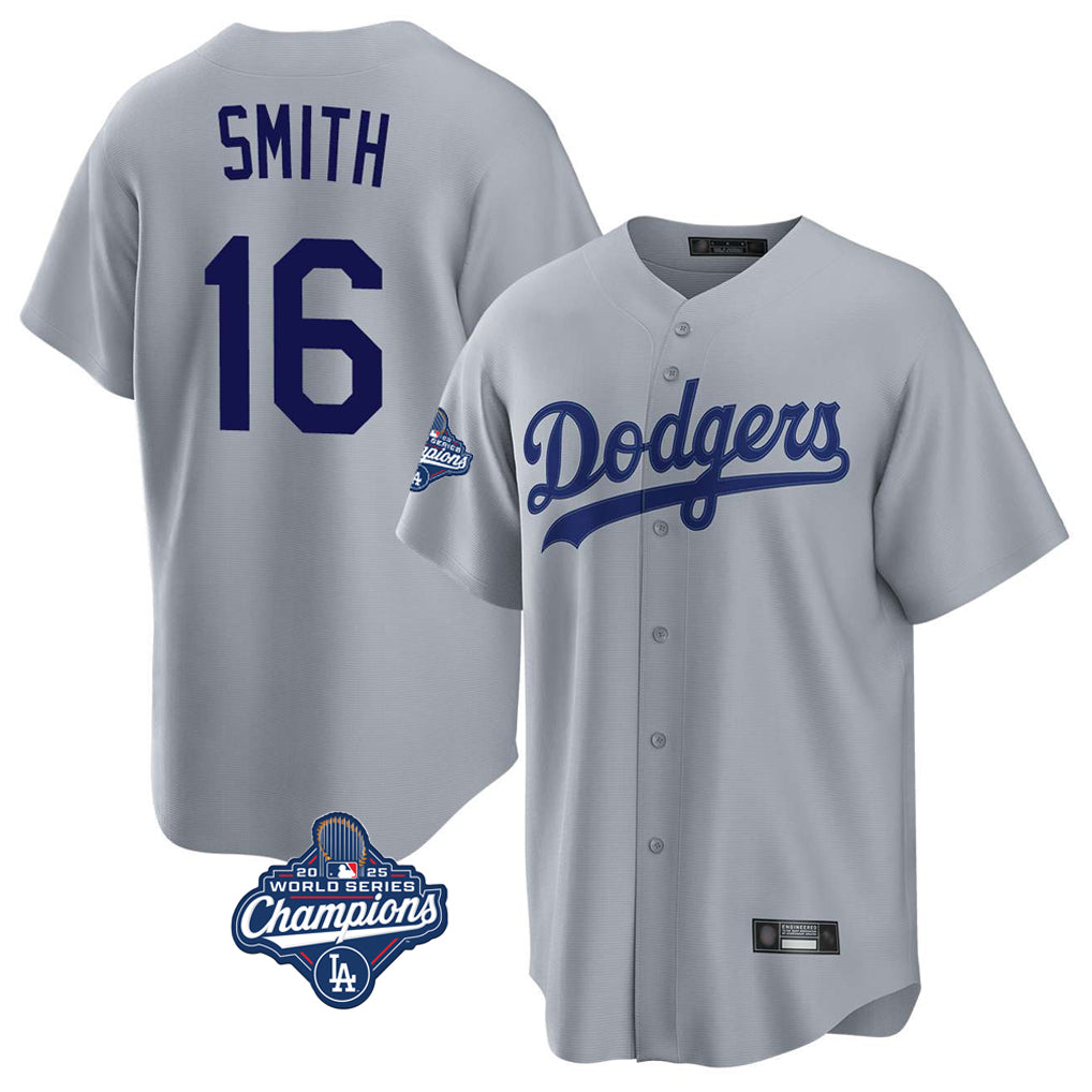 My Store LA.Dodgers #16 Will Smith Player Gray World Series Meet Game Stitched Jerseys