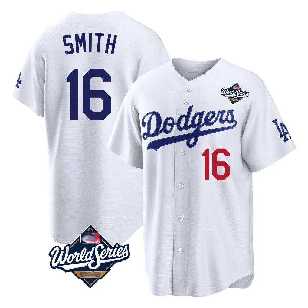 My Store LA.Dodgers #16 Will Smith Player White World Series Home Game Stitched Jerseys