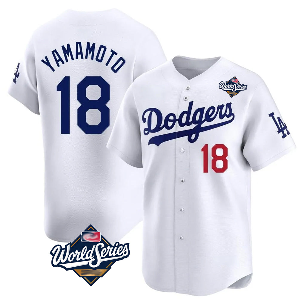 My Store LA.Dodgers #18 Yoshinobu Yamamoto Player White World Series Limited Home Stitched Jerseys