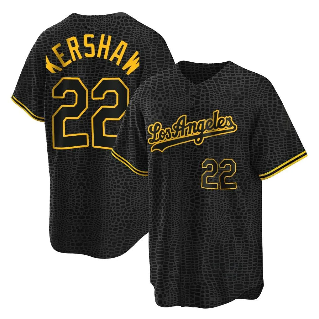 My Store LA.Dodgers #22 Clayton Kershaw Player Black Snake Skin City Game Home Stitched Jerseys