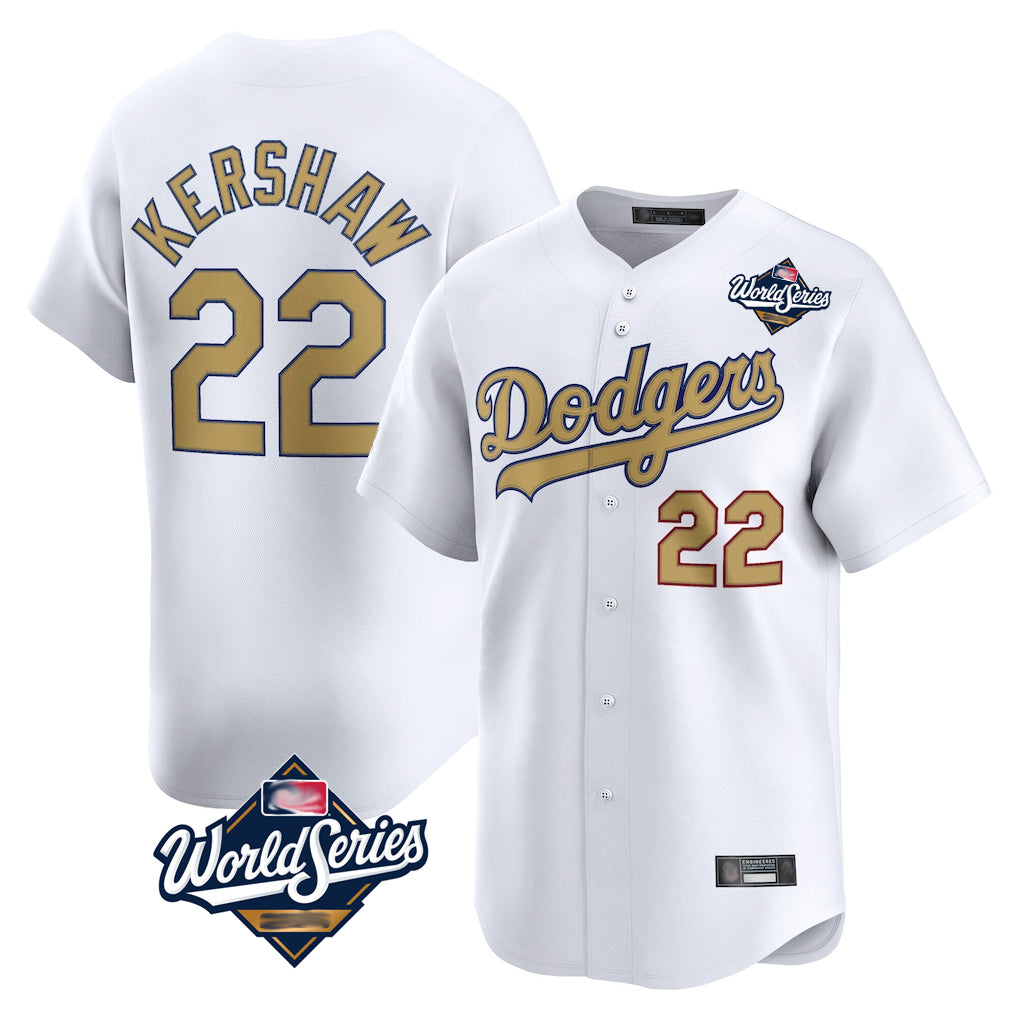 My Store LA.Dodgers #22 Clayton Kershaw Player Gold World Series Collection Limited Home Stitched Jerseys