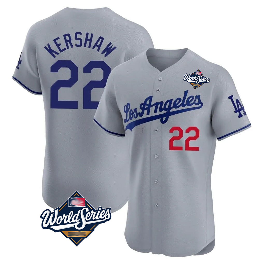 My Store LA.Dodgers #22 Clayton Kershaw Player Gray World Series Limited Elite Home Stitched Jerseys