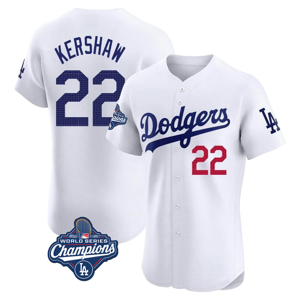 My Store LA.Dodgers #22 Clayton Kershaw Player White World Series Meet Limited Elite Stitched Jerseys
