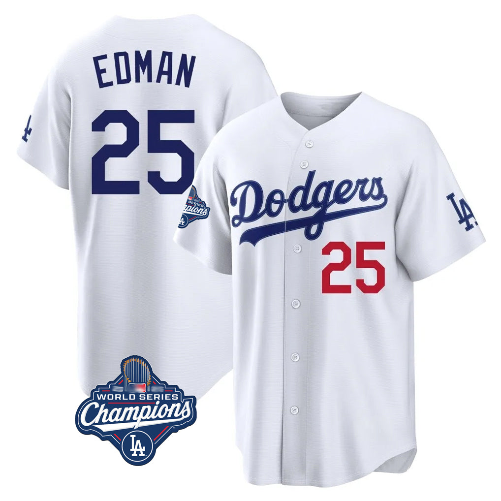 My Store LA.Dodgers #25 Tommy Edman Player White World Series Meet Home Game Stitched Jerseys