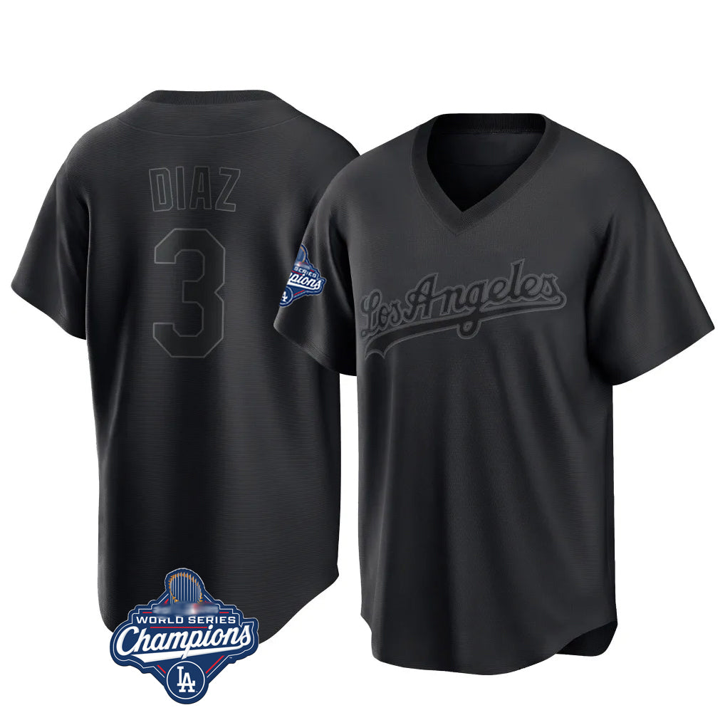 My Store LA.Dodgers #3 Edwin D¨ªaz Player Black World Series Meet Pitch Fashion T-shirt Stitched Jerseys