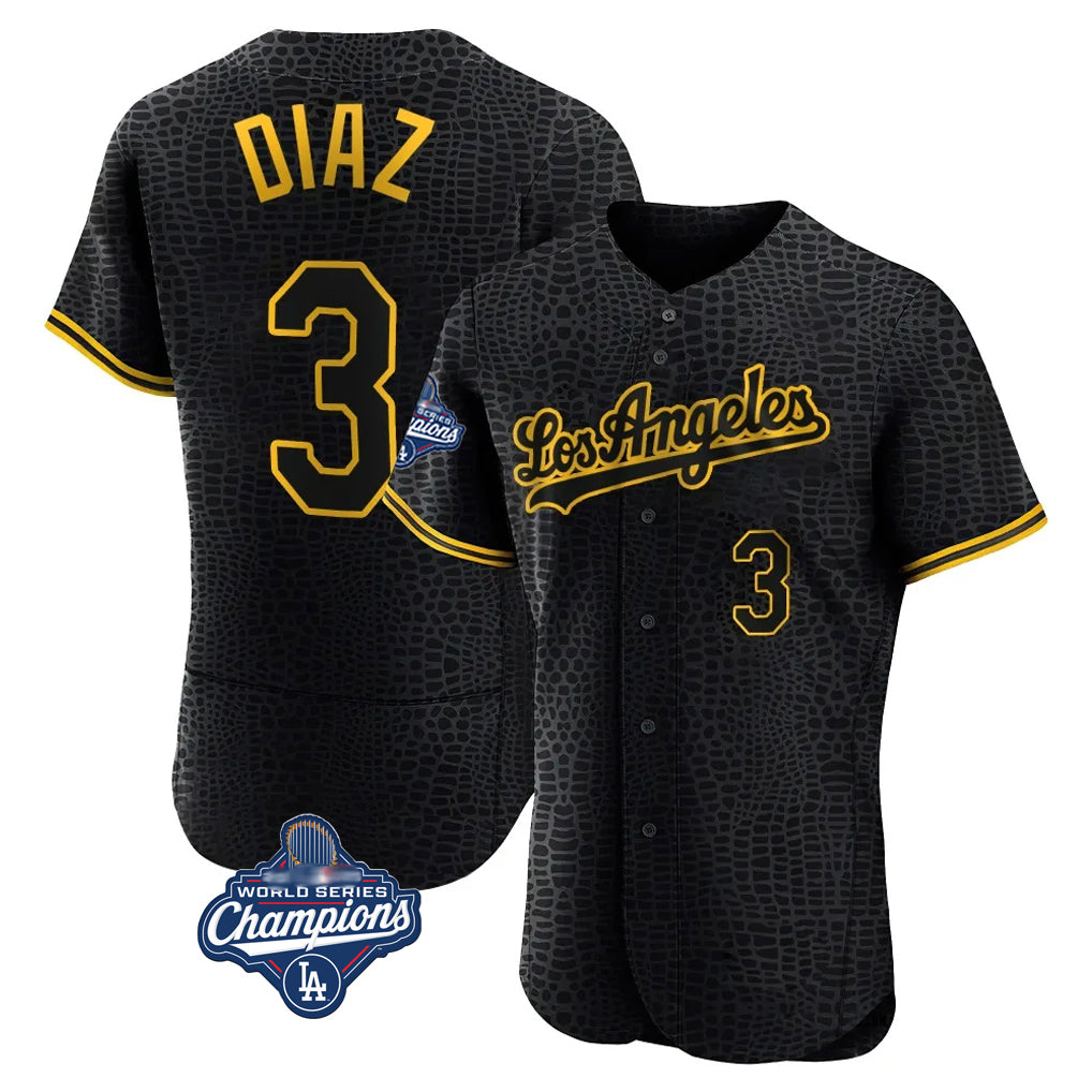 My Store LA.Dodgers #3 Edwin D¨ªaz Player Black World Series Meet Snake Skin City Limited Elite Home Stitched Jerseys