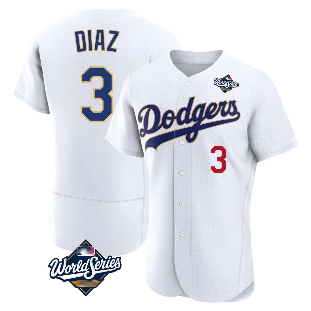 My Store LA.Dodgers #3 Edwin D¨ªaz Player Gold White World Series 2026 Collection Stadium Limited Elite Stitched Jerseys