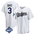 My Store LA.Dodgers #3 Edwin D¨ªaz Player Gold White World Series Meet 2026 Collection Stadium Game Stitched Jerseys