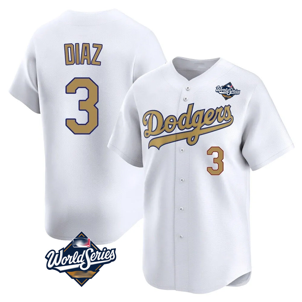 My Store LA.Dodgers #3 Edwin D¨ªaz Player Gold World Series Collection Limited Home Stitched Jerseys