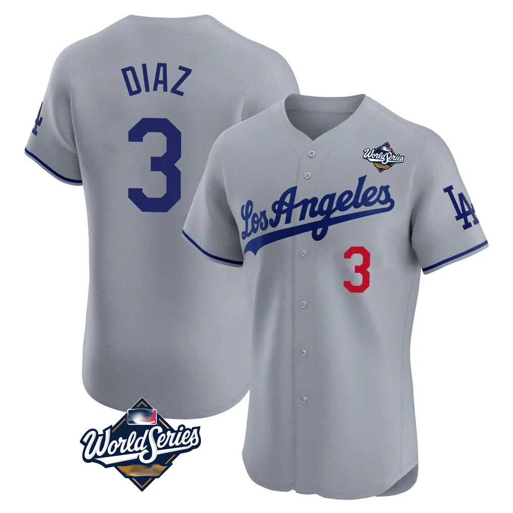 My Store LA.Dodgers #3 Edwin D¨ªaz Player Gray World Series Limited Elite Home Stitched Jerseys