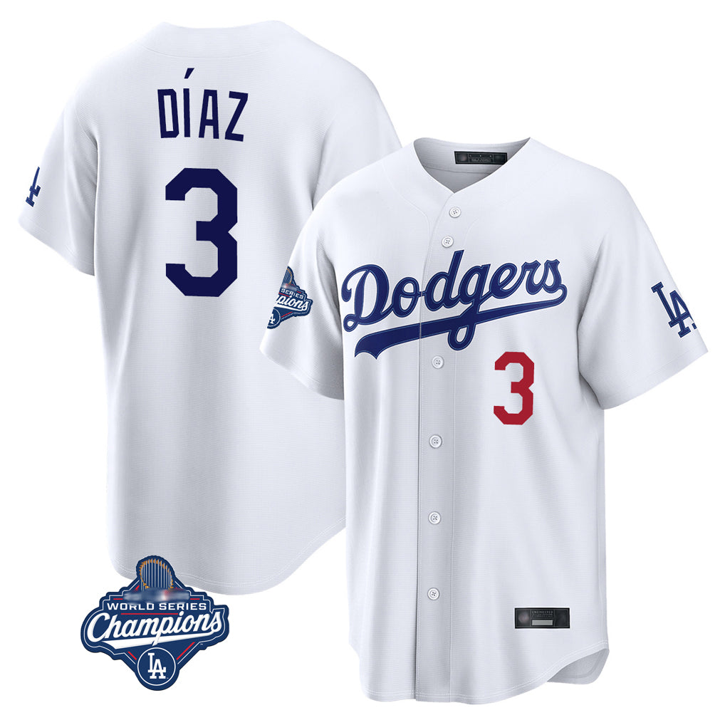 My Store LA.Dodgers #3 Edwin D¨ªaz Player White World Series Meet Home Game Stitched Jerseys