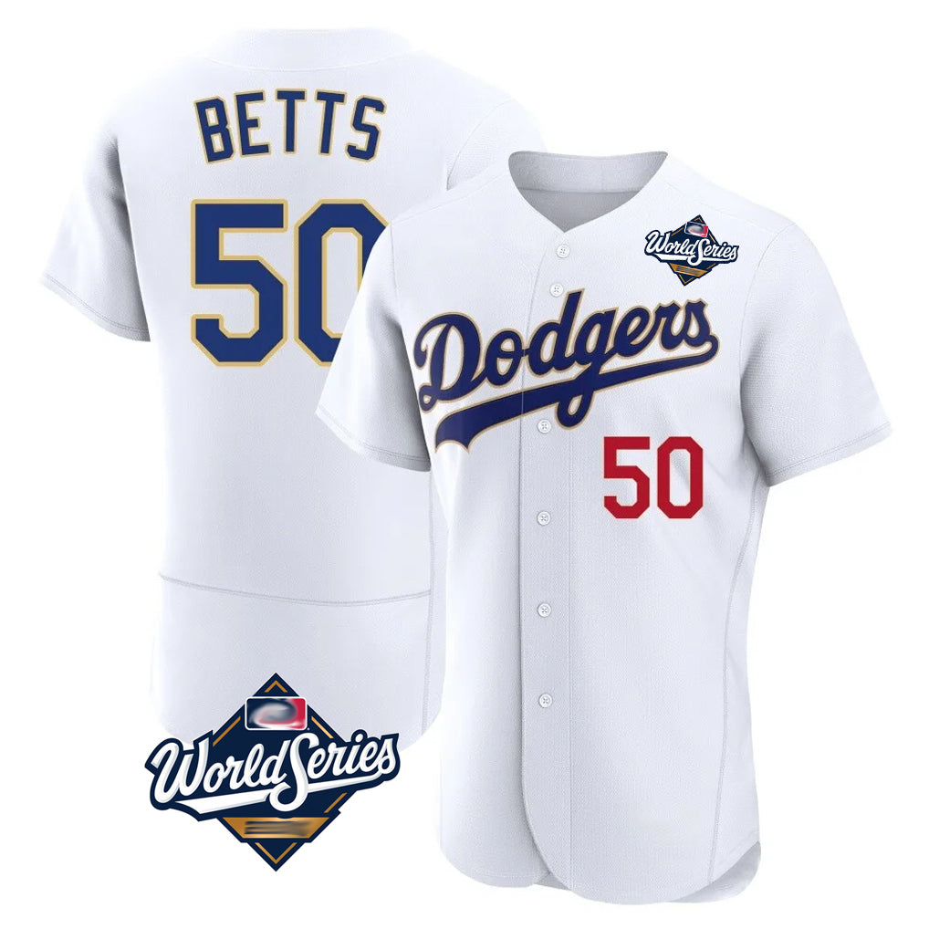 My Store LA.Dodgers #50 Mookie Betts Player Gold White World Series 2026 Collection Stadium Limited Elite Stitched Jerseys