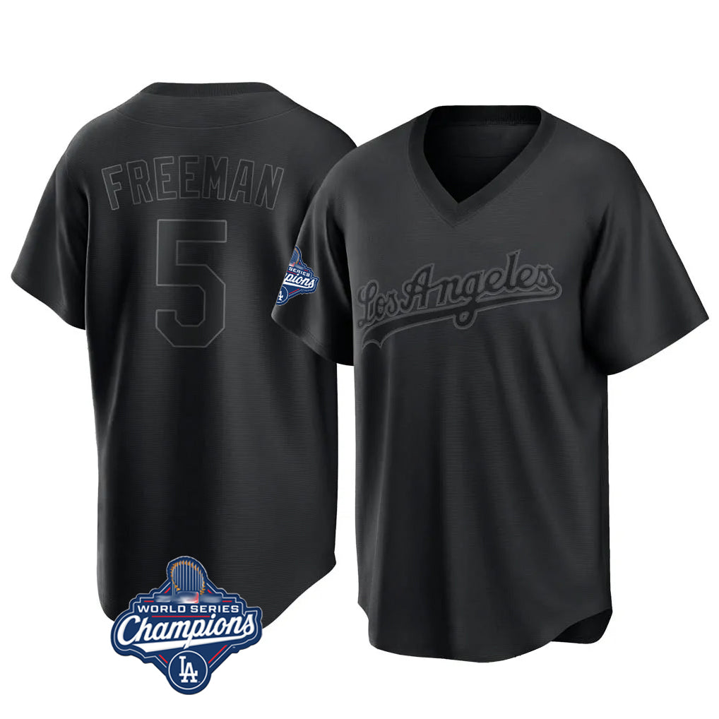 My Store LA.Dodgers #5 Freddie Freeman Player Black World Series Meet Pitch Fashion T-shirt Stitched Jerseys
