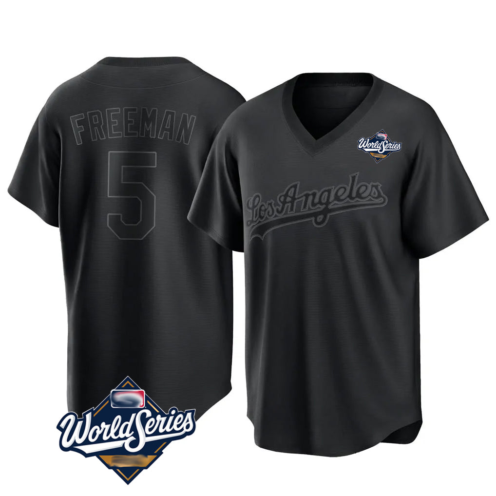 My Store LA.Dodgers #5 Freddie Freeman Player Black World Series Pitch Fashion T-shirt Stitched Jerseys