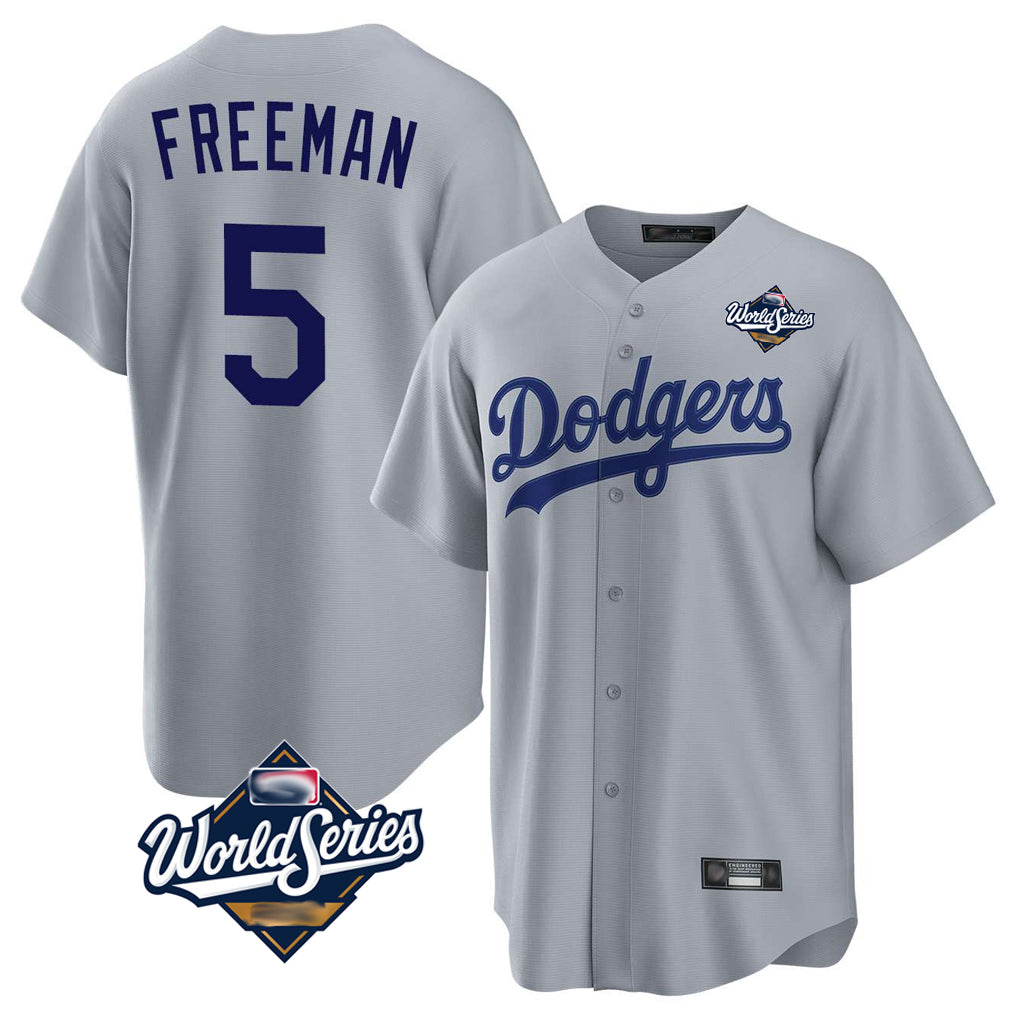 My Store LA.Dodgers #5 Freddie Freeman Player Gray World Series Game Stitched Jerseys