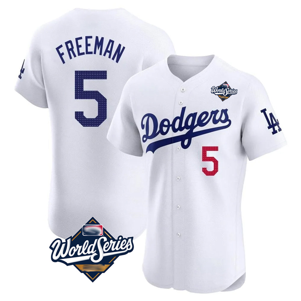 My Store LA.Dodgers #5 Freddie Freeman Player White World Series Limited Elite Home Stitched Jerseys