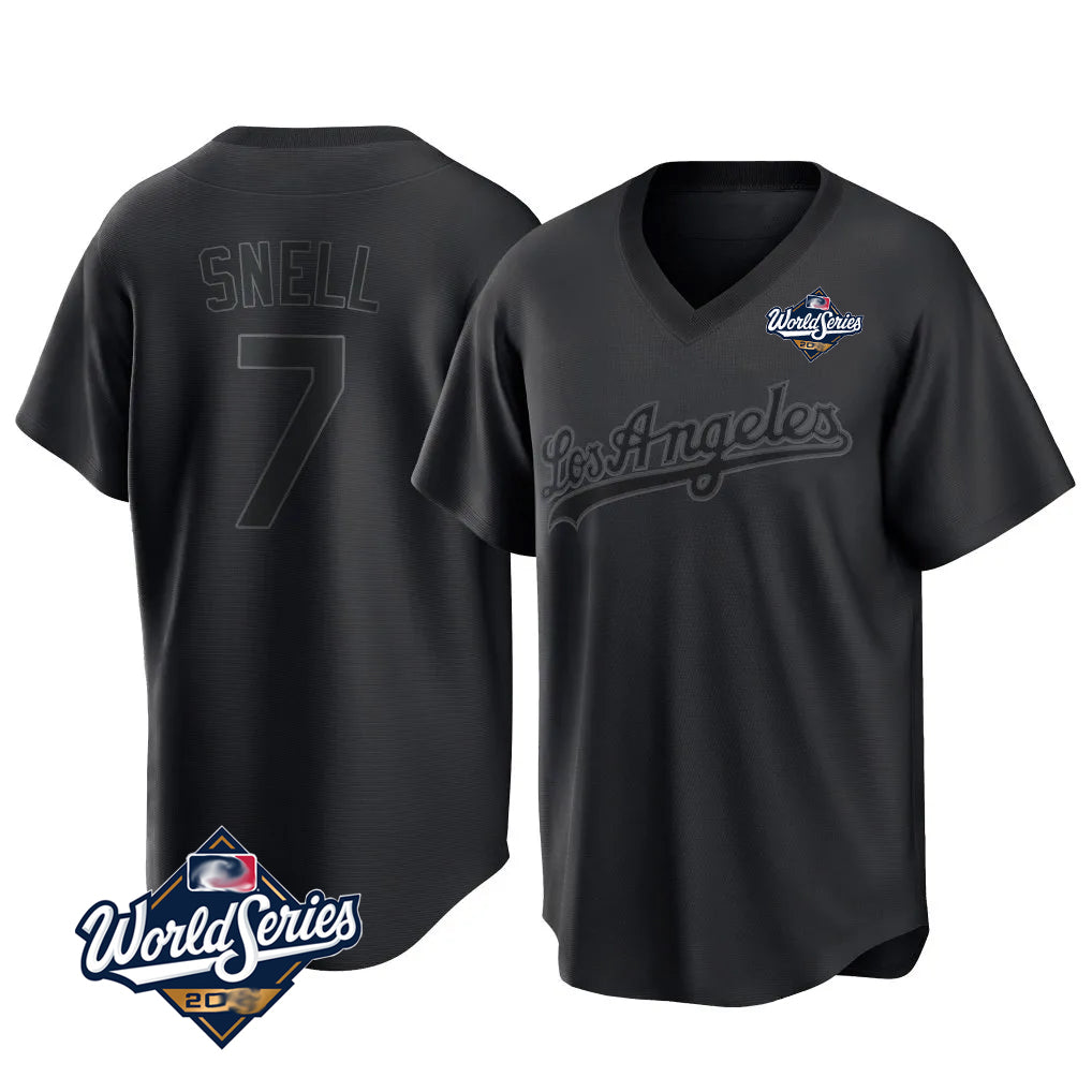 My Store LA.Dodgers #7 Blake Snell Player Black Pitch Fashion World Series T-shirt Stitched Jerseys
