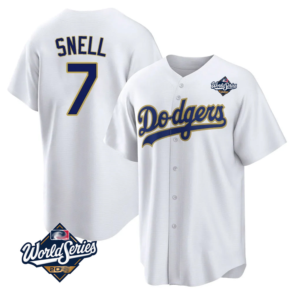 My Store LA.Dodgers #7 Blake Snell Player Gold White World Series Home Game Stitched Jerseys