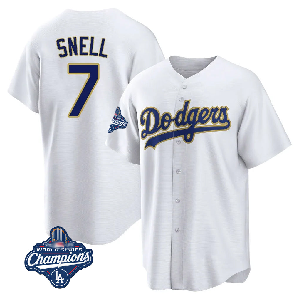 My Store LA.Dodgers #7 Blake Snell Player Gold White World Series Meet Home Game Stitched Jerseys