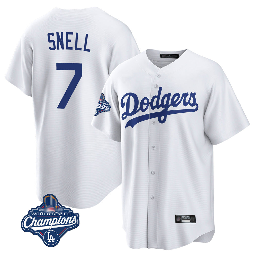 My Store LA.Dodgers #7 Blake Snell Player White Game World Series Meet Stitched Jerseys