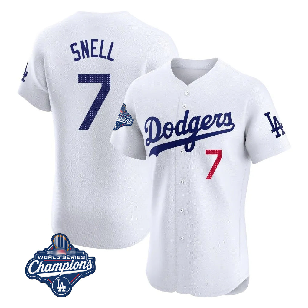 My Store LA.Dodgers #7 Blake Snell Player White Limited Elite World Series Meet Home Stitched Jerseys