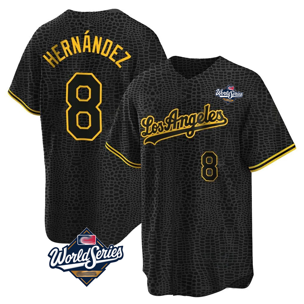 My Store LA.Dodgers #8 Enrique Hern¨¢ndez Player Black Gold World Series Limited Home Stitched Jerseys