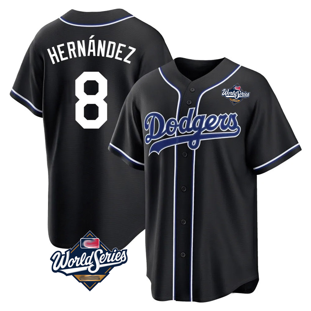 My Store LA.Dodgers #8 Enrique Hern¨¢ndez Player Black World Series Carbon Limited Home Stitched Jerseys