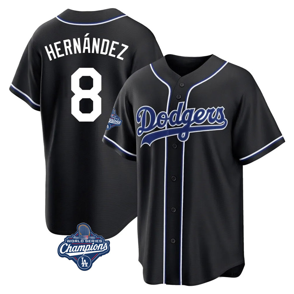 My Store LA.Dodgers #8 Enrique Hern¨¢ndez Player Black World Series Meet Carbon Limited Home Stitched Jerseys