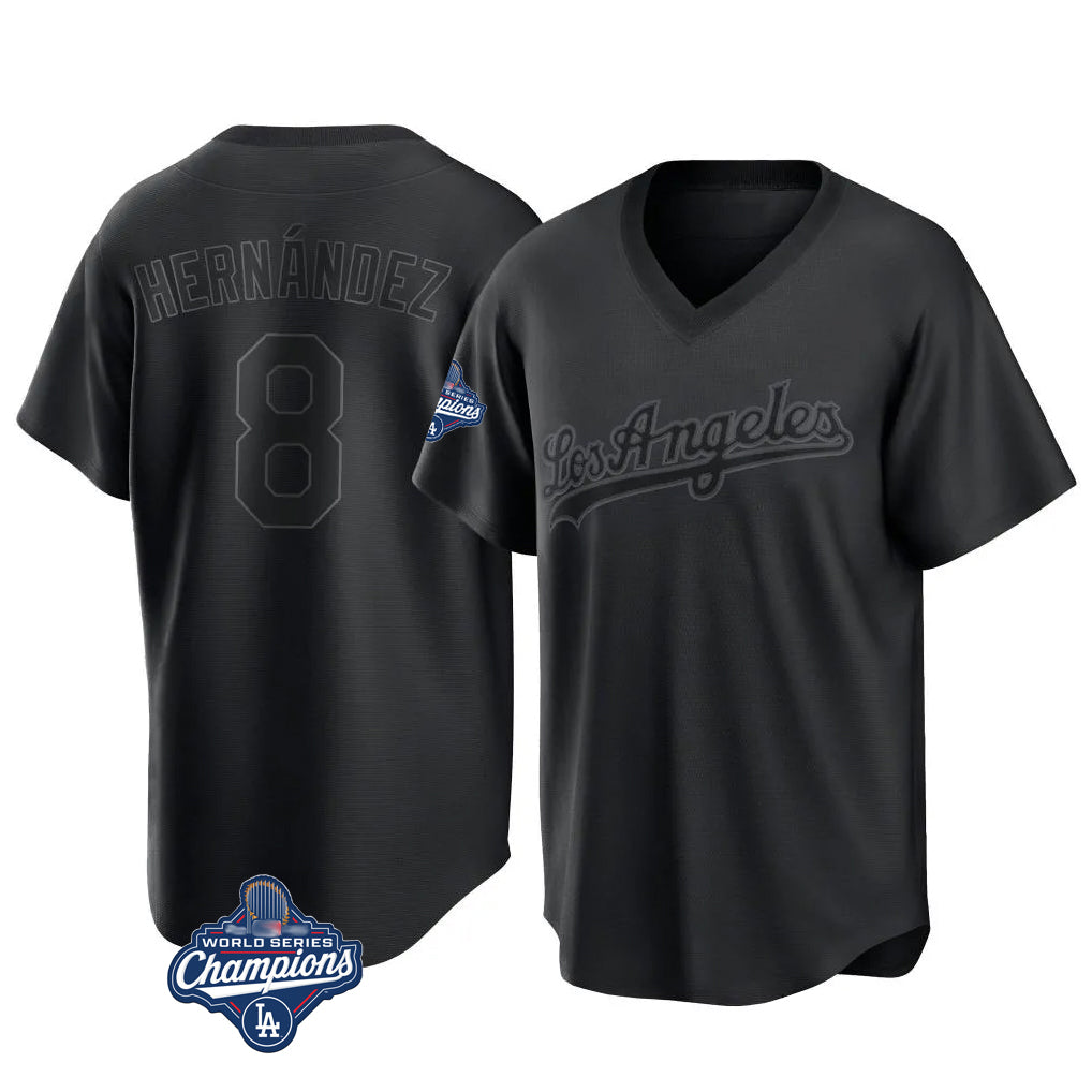 My Store LA.Dodgers #8 Enrique Hern¨¢ndez Player Black World Series Meet Pitch Fashion T-shirt Stitched Jerseys