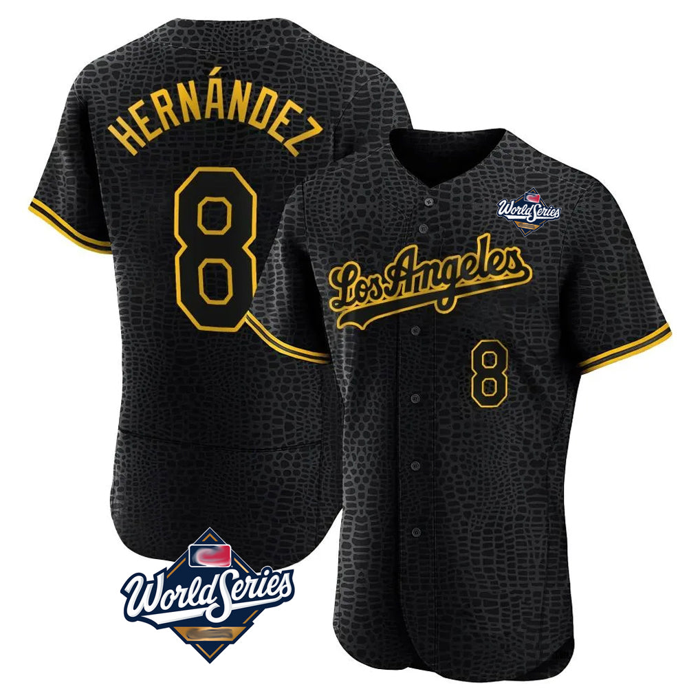 My Store LA.Dodgers #8 Enrique Hern¨¢ndez Player Black World Series Snake Skin City Limited Elite Home Stitched Jerseys